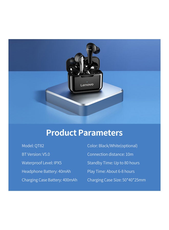 Lenovo QT82 Wireless Earbuds With Smart Touch Control Black - Image 5