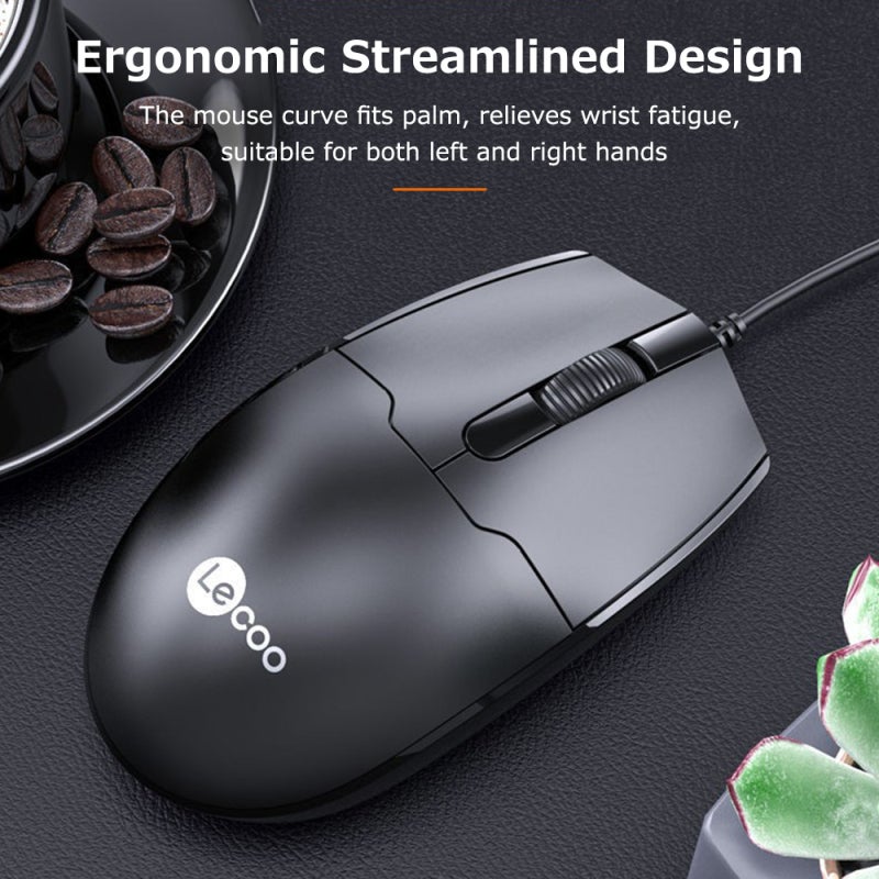 lecoo Wired Mouse USB Plug Play Ergonomic Design Optical Tracking - Stable Signal Fast Response for Home Office - Image 3