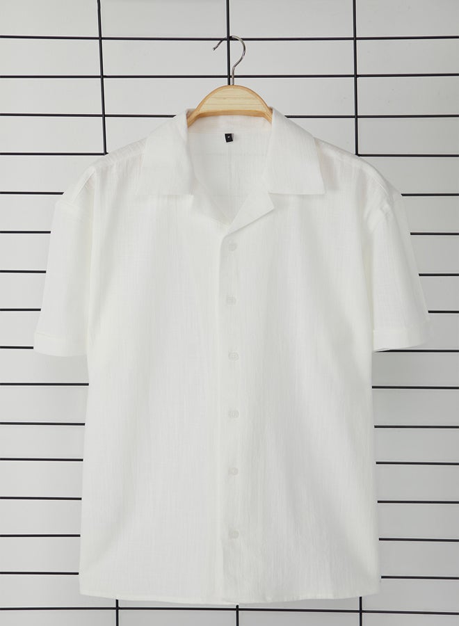 trendyol White Regular Fit 100% Cotton Linen Look Summer Shirt - Image 1