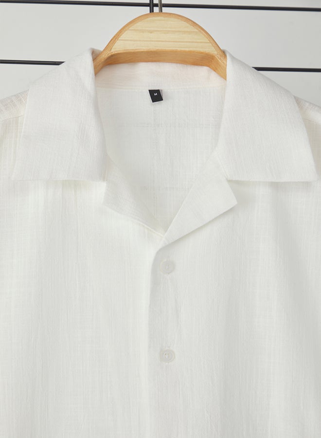 trendyol White Regular Fit 100% Cotton Linen Look Summer Shirt - Image 5