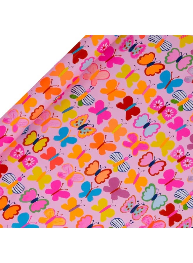 UK Greetings Butterfly Gift Wrap Roll (200 X 70 Cm, Pink)