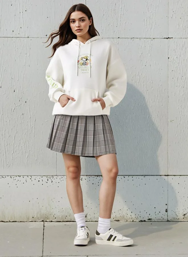 SP Characters Oversized Hoodie with Snoopy Embroidery