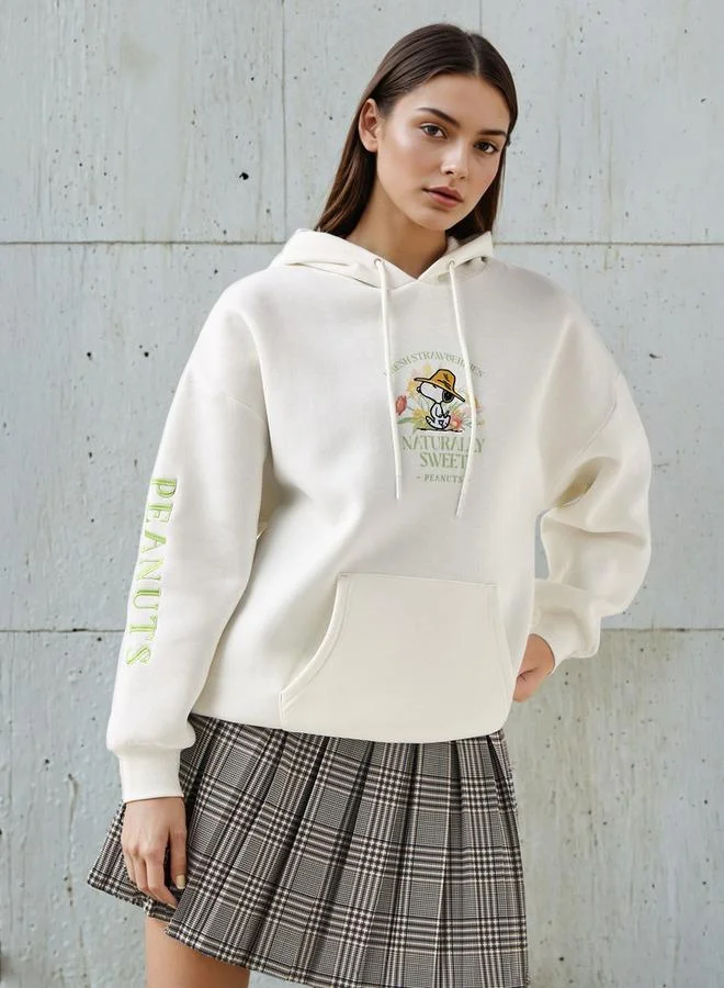 SP Characters Oversized Hoodie with Snoopy Embroidery