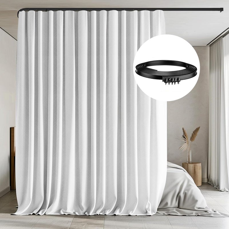 MaKefeile Room Divider Curtain with Flexible Ceiling Track Set Total Blackout Ceiling Curtains and Track Sliding Door Curtains Extra Wide Curtains Portable Curtain.(White W150 x H84 1 Panel) - Image 1