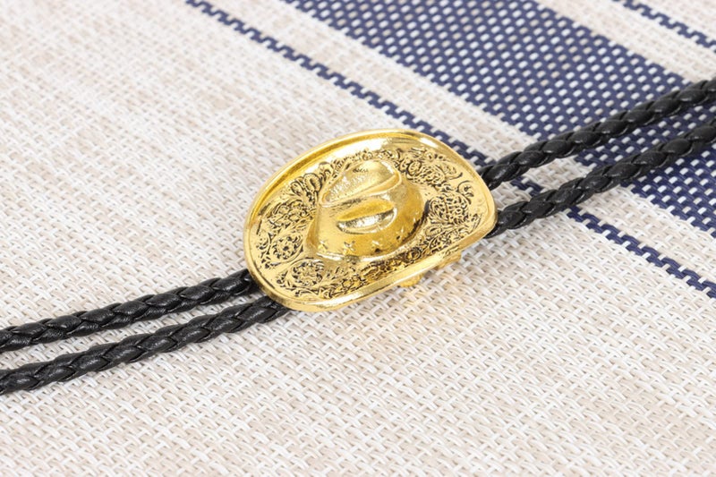 Wentur Bolo Ties for Men Western - 3D Cowboy Hat Bolo Tie with Vintage Cowboy Boots Bolo Tie Western Bolotie Cowboy Bola Tie (Gold Cowboy Hat Tie) - Image 3