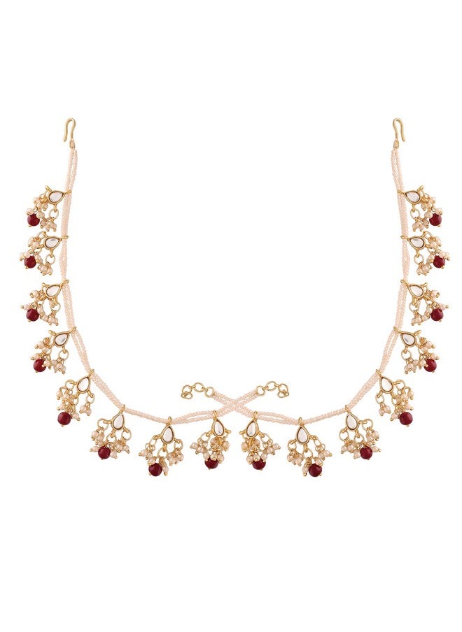 I Jewels I Jewels 18k Gold Plated Long Pearl Drop Beads Ear Chain Accessories for Women (E2930M)  - Image 1
