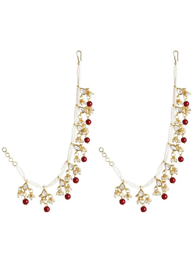 I Jewels I Jewels 18k Gold Plated Long Pearl Drop Beads Ear Chain Accessories for Women (E2930M)  - Image 4