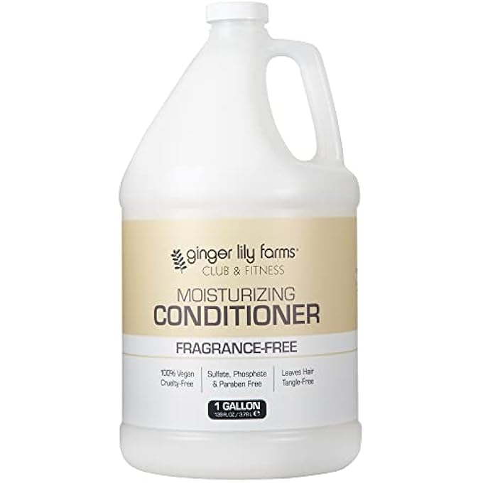 ginger lily farms CLUB & FITNESS MOISTURIZING CONDITIONER FOR DRY HAIR, 100% VEGAN & CRUELTY-FREE, FRAGRANCE FREE, 1 GALLON (128 FL OZ) REFILL - Image 2