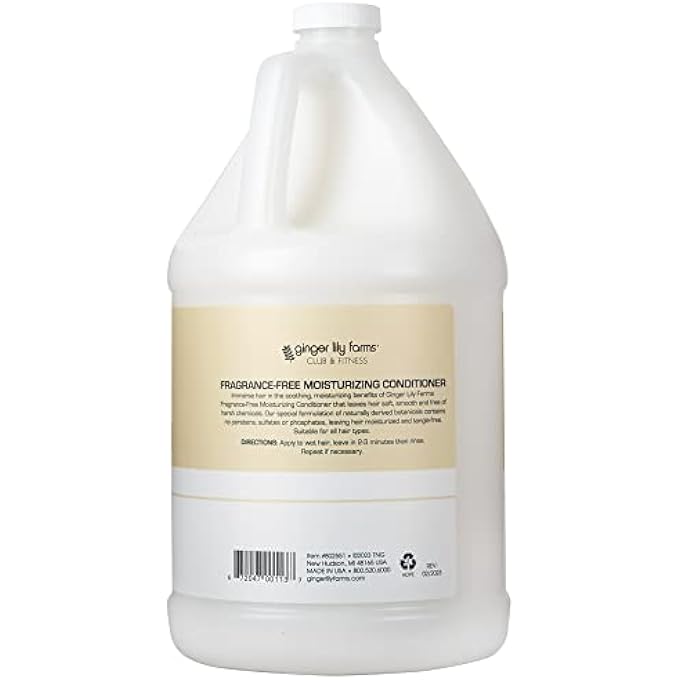 ginger lily farms CLUB & FITNESS MOISTURIZING CONDITIONER FOR DRY HAIR, 100% VEGAN & CRUELTY-FREE, FRAGRANCE FREE, 1 GALLON (128 FL OZ) REFILL - Image 3