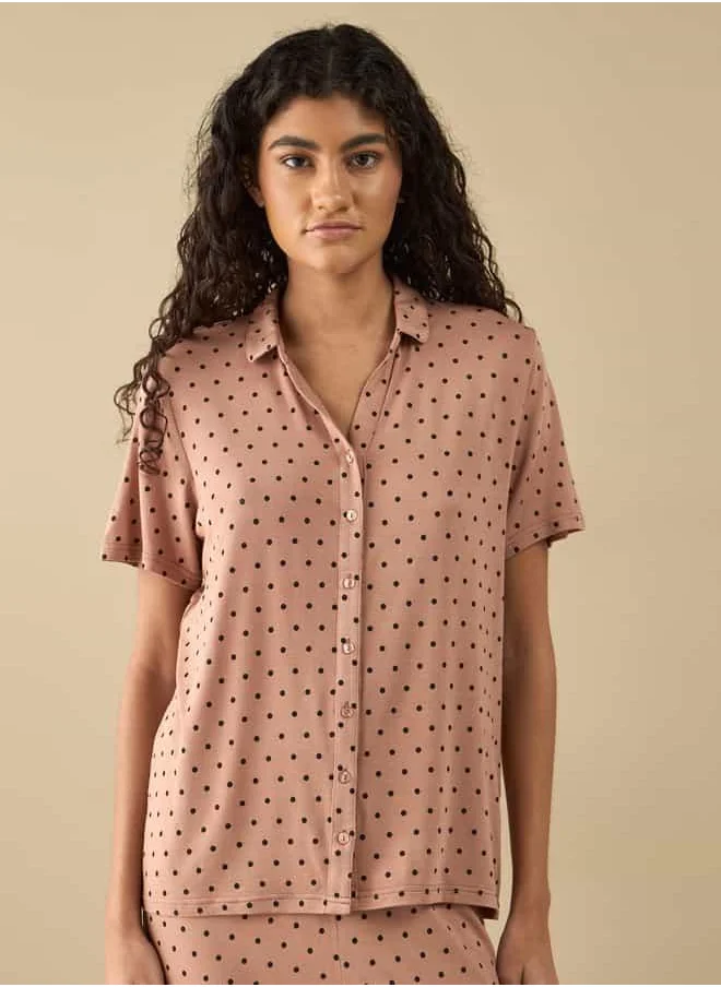 Splash FAV All-Over Polka Dot Print Shirt and Pyjama Set