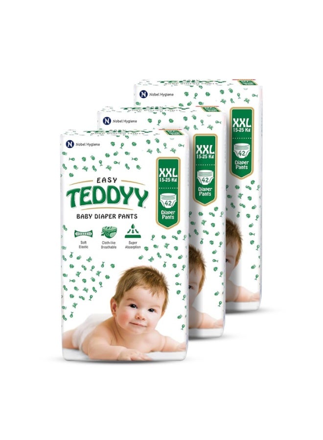 TEDDYY Baby Easy Pant Diapers Double Extra Large 42 Count (Pack of 3), 15-25 kgs, 12 hrs Leak Protection, Anti - Bacterial - Image 1