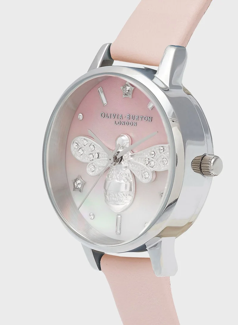 OLIVIA BURTON Sparkle Bee Leather Strap Analog Watch