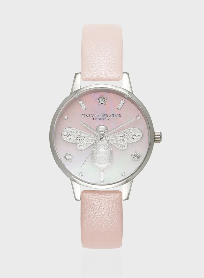 OLIVIA BURTON Sparkle Bee Leather Strap Analog Watch