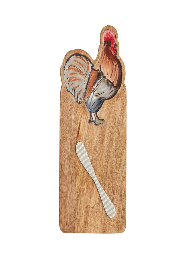 Mud Pie Enamel Farm Chicken Board; board 13" x 5 3/4" | spreader 5 1/2"