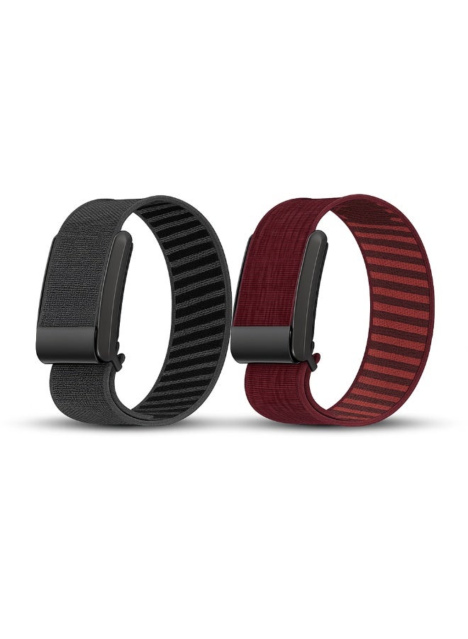 O Ozone (Pack of 2) Nylon Sport Loop Wristbands Compatible with Whoop Bands 4.0 for Men Women with Bumper Case, Soft Adjustable Replacement Nylon Straps Fitness & Activity Tracker- Red/Dark Grey - Image 1