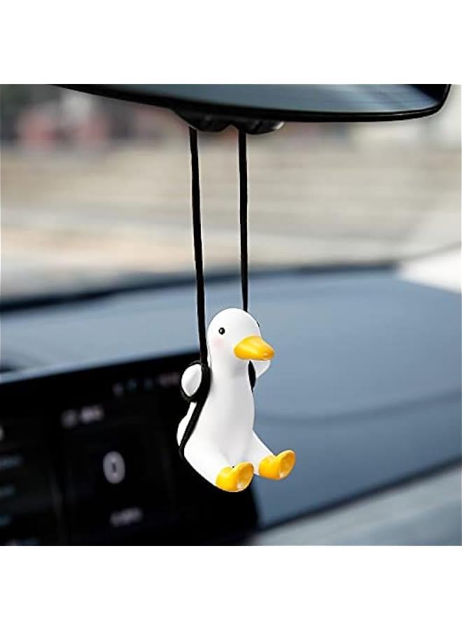 Super Cute Swinging Duck Car Mirror Hanging Ornament Car Interior Accessories (Duck), right - Image 1