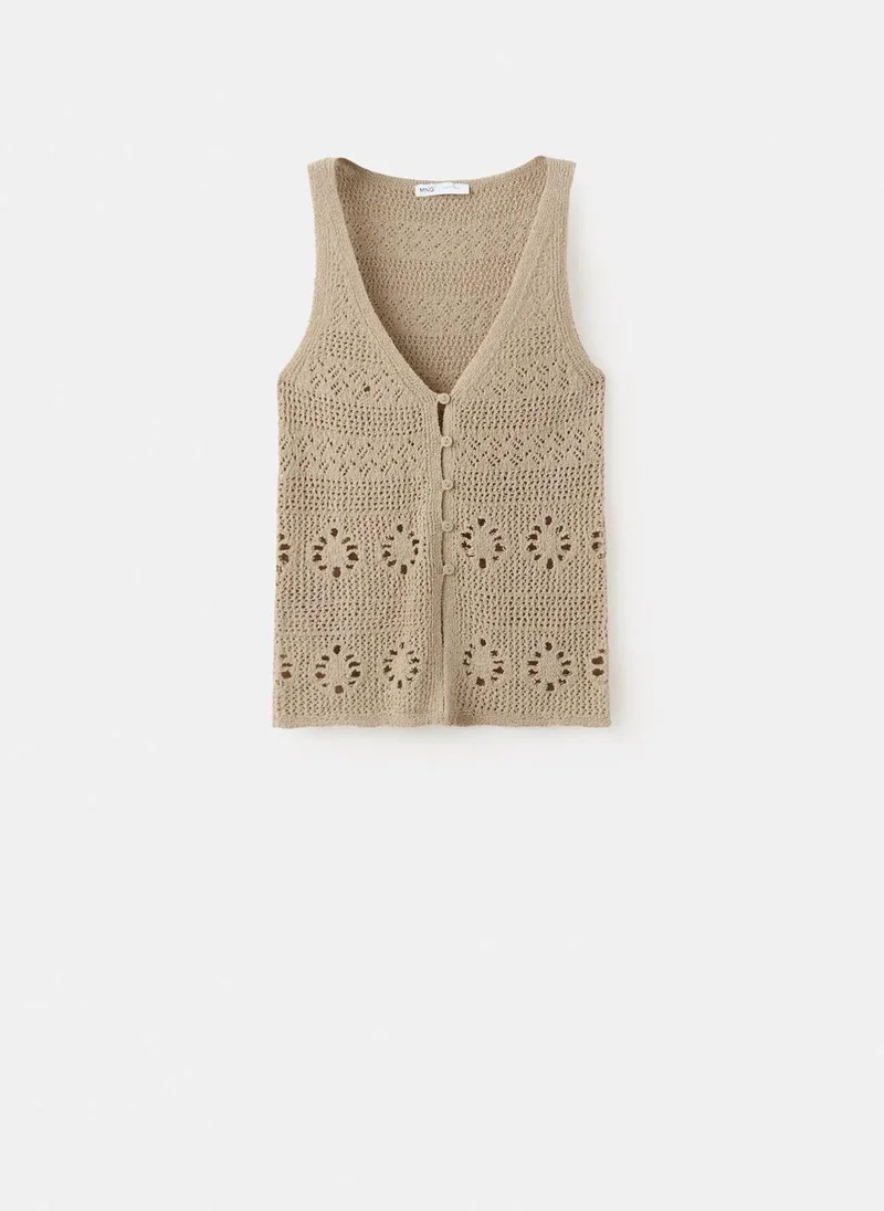 Mango 07-ARENA Crocheted Vest With Buttons for Women | Best Price UAE