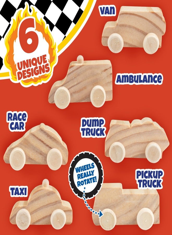 SCS Direct Kids Paint Your Own Wooden Car Craft Kits (12 Pack) – DIY Wood Painting Art Kits, Individually Wrapped w Paint, Brush & Bonus Decal Stickers – Party Favors, Classroom Crafts, Bulk Kids Activities - Image 2