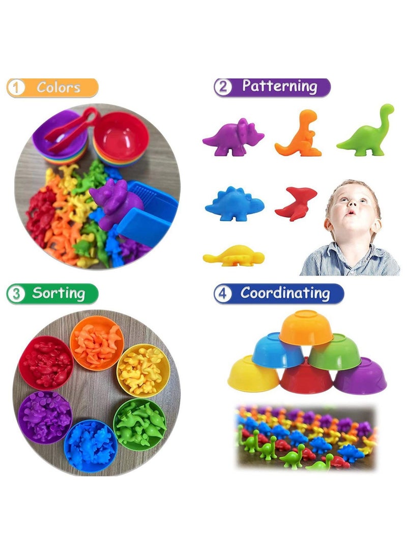 العد الديناصورات قوس قزح وعاء تصنيف الألوان الألعاب التدريب الحسي للأطفال وأنشطة العد تعليم مونتيسوري التعلم ، مناسب للأطفال الصغار الأولاد والبنات فوق 3 سنوات - Image 3