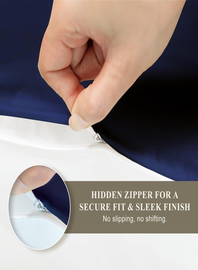 ديزيسيلك غطاء وسادة من حرير التوت الطبيعي 100% من ديزي سيلك، 19 مومي، ذو وجهين مع جانب سفلي من الليوسيل - غطاء وسادة ناعم للشعر والبشرة مع إغلاق بسحاب (أزرق داكن، مقاس كينج) - Image 5