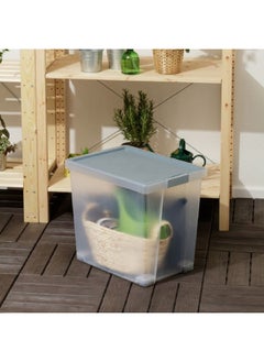 TATAY Multi Purpose Stackable Storage Box with Lid Blue Mist and Clear 60 L 1157300  - Image 3