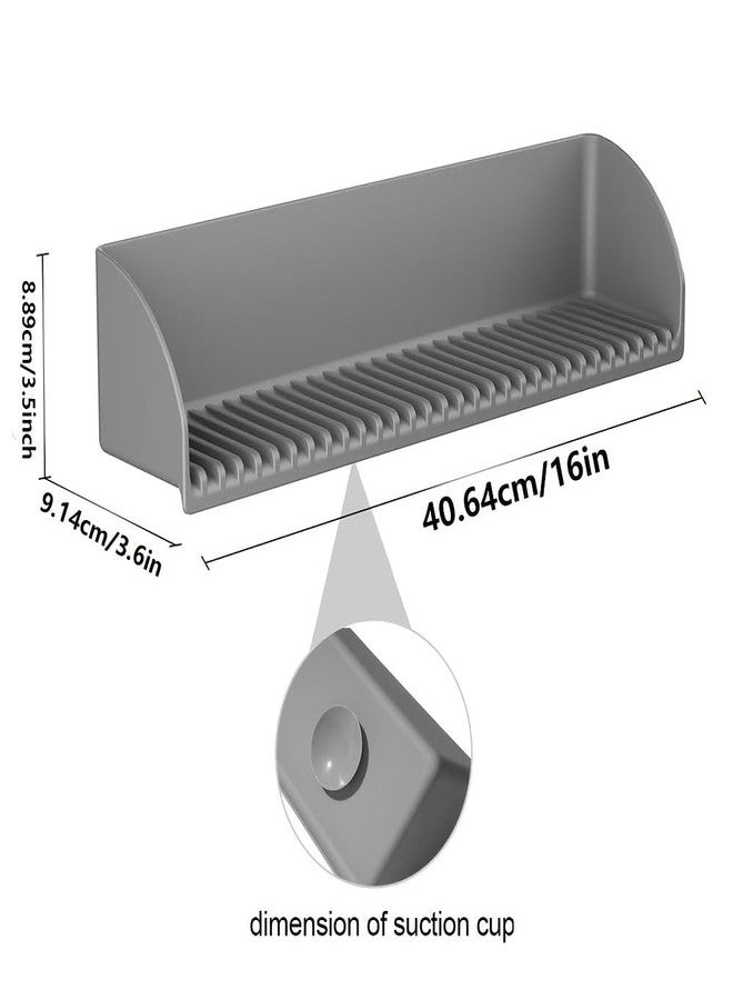 Supvox® Sink Water Splash Guard, Silicone Splash Guard Kitchen Sink, Suction Cup L-Shape Bathtub Arm Rest Water Stopper, Grooved Surface Design, 16x3.5x3.6 in - Image 2