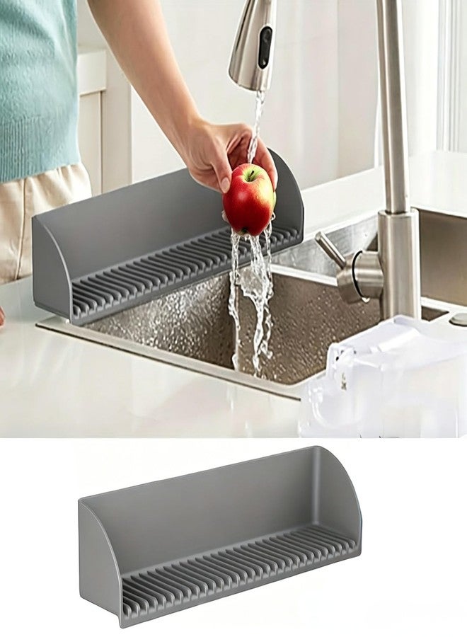 Supvox® Sink Water Splash Guard, Silicone Splash Guard Kitchen Sink, Suction Cup L-Shape Bathtub Arm Rest Water Stopper, Grooved Surface Design, 16x3.5x3.6 in - Image 1