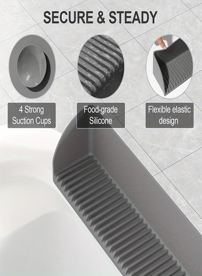 Supvox® Sink Water Splash Guard, Silicone Splash Guard Kitchen Sink, Suction Cup L-Shape Bathtub Arm Rest Water Stopper, Grooved Surface Design, 16x3.5x3.6 in - Image 3
