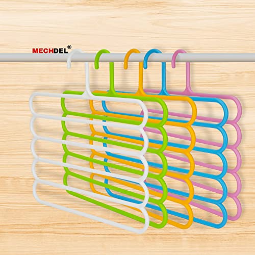 Mechdel 5 Layer Pants Clothes Hanger Wardrobe Storage Organiser Rack, 32l x 1b x 33h cm (Assorted Colour) (10) - Image 2