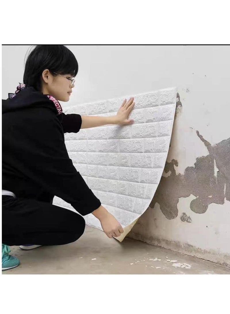 FFD 5-Piece Waterproof Self-Adhesive PE Foam Wall Sticker Panels - White Wallpaper for Living Room & TV Wall Decor" - Image 4