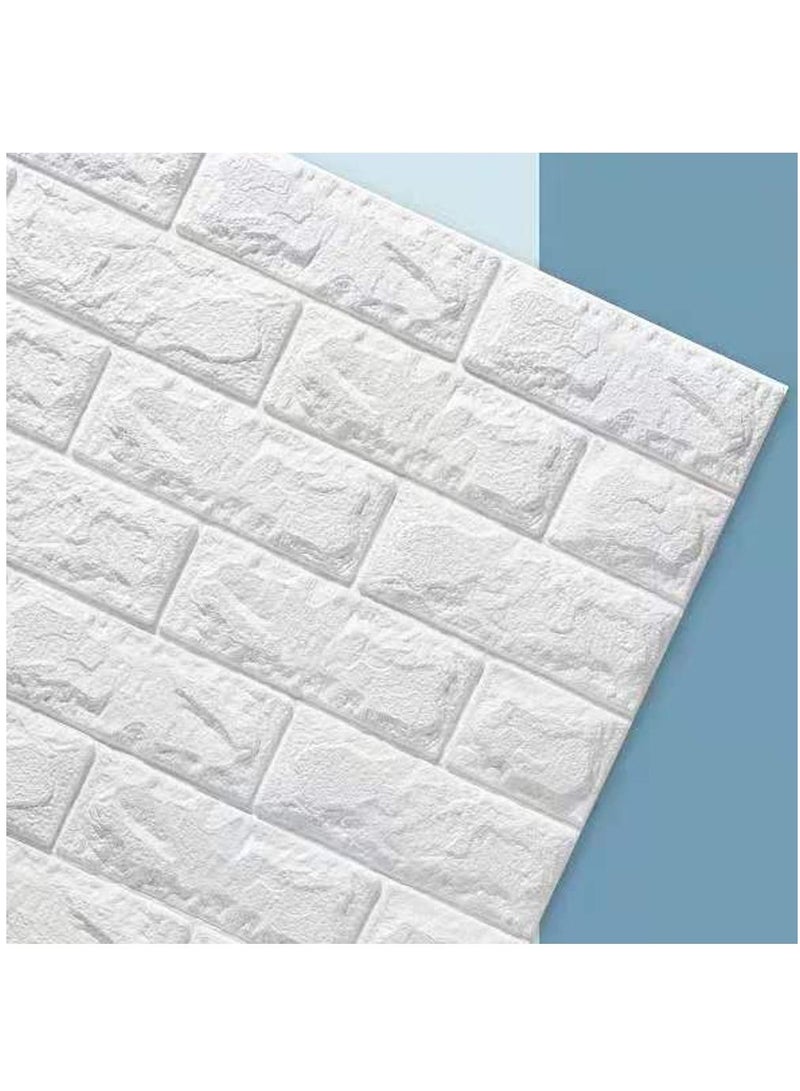 FFD 5-Piece Waterproof Self-Adhesive PE Foam Wall Sticker Panels - White Wallpaper for Living Room & TV Wall Decor" - Image 2