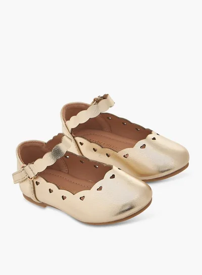 Flora Bella By Shoexpress Flora Bella Textured Ballerina Shoes With Hook And Loop Closure