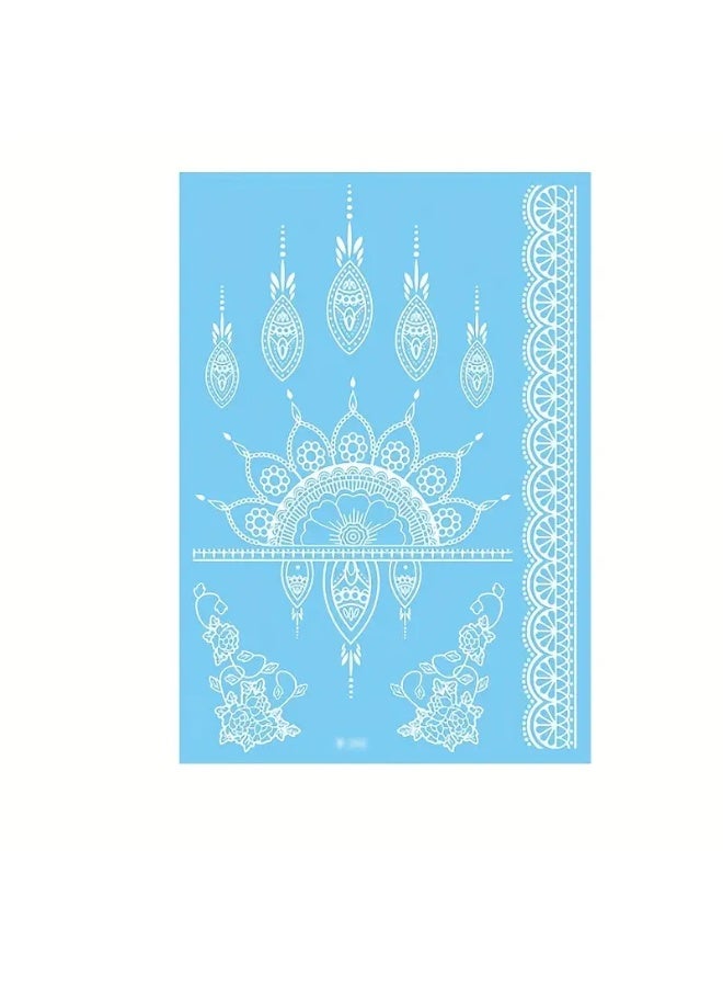 Ucanbe 5pcs Waterproof White Lace Henna Tattoo Stickers – 3D Temporary Body Art - Image 5