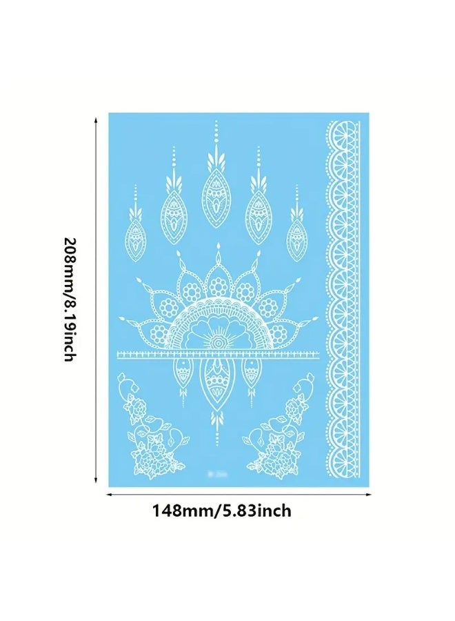Ucanbe 5pcs Waterproof White Lace Henna Tattoo Stickers – 3D Temporary Body Art - Image 3