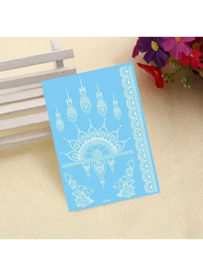 Ucanbe 5pcs Waterproof White Lace Henna Tattoo Stickers – 3D Temporary Body Art - Image 2