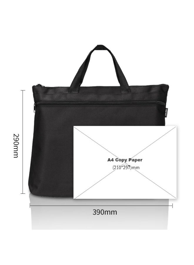 Deli Double-layer Handbag Briefcase Doent Bag, Widened Bottom, Large Capacity Laptop Meeting Bag, Portable Doent Folder, P05845 Black - Image 5