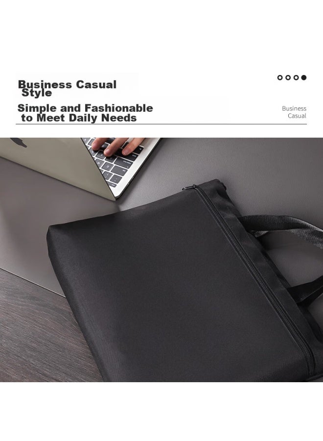 Deli Double-layer Handbag Briefcase Doent Bag, Widened Bottom, Large Capacity Laptop Meeting Bag, Portable Doent Folder, P05845 Black - Image 4