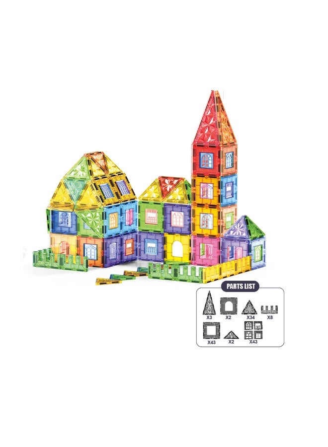 Magni Mates Magnetic Building Blocks Set 135 Pieces – 7.5cm DIY Construction Tiles with House and Tower Designs, Colorful Magnetic Shapes for Creative STEM Learning and Imaginative Play - Image 5