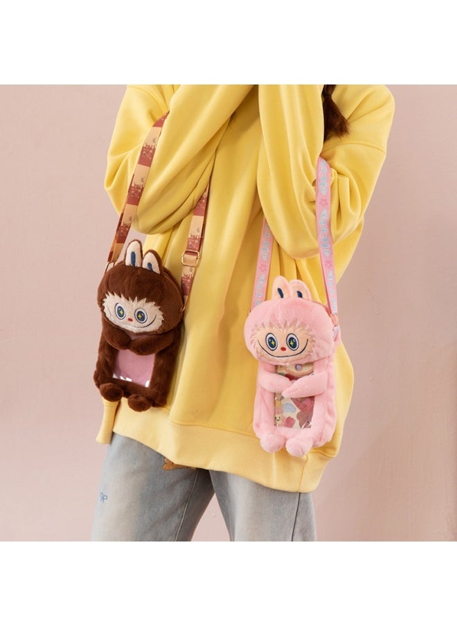 Generic Labubu Japanese cartoon transparent plush bag doll mobile phone bag messenger bag cute small bag  - Image 2