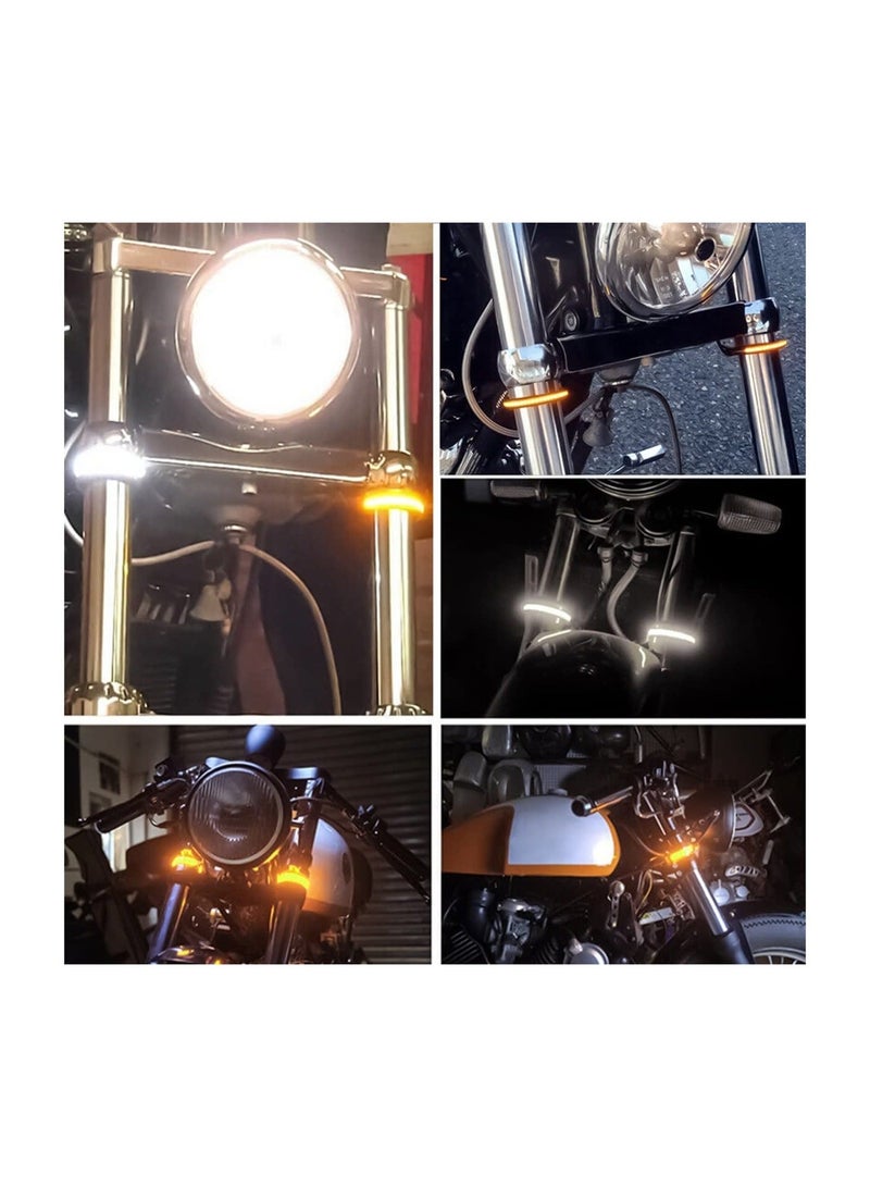 MUNTAQI Motorcycle Turn Signal Light, 2PCS LED Turn Signal Light, Flexible Switch back Dual-Color Fork Turn Signal Blinkers, DRL Daytime Running Light, Waterproof Adjustable Strips Bars for Motorbike - Image 3