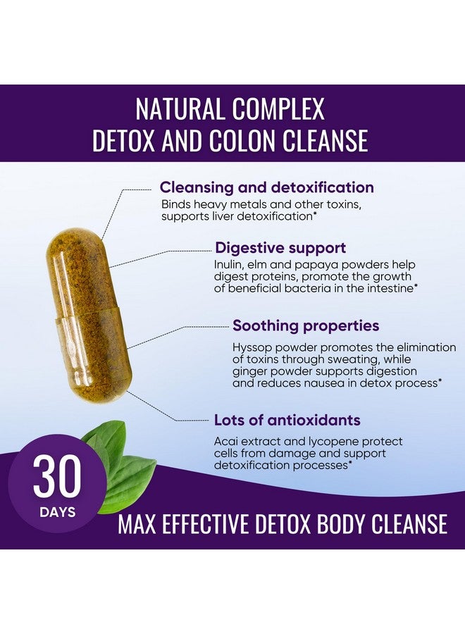 healblend مكمل ماكس ديتوكس، تنظيف متقدم للأمعاء للنساء والرجال مع السيليوم، الكلوريلا، عشبة الزعتر والبابايا، مع مركب الأساي - تنظيف القولون - 60 كبسولة - Image 3