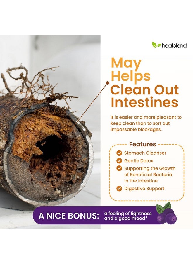 healblend مكمل ماكس ديتوكس، تنظيف متقدم للأمعاء للنساء والرجال مع السيليوم، الكلوريلا، عشبة الزعتر والبابايا، مع مركب الأساي - تنظيف القولون - 60 كبسولة - Image 2