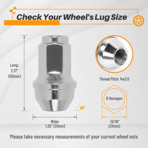 MIKKUPPA 24PCS M14x2.0 Lug Nuts - Replacement for 2004-2014 Ford F-150, 2003-2014 Ford Expedition, 2003-2012 Lincoln Navigator Aftermarket Wheels - Chrome OEM Bulge Acorn Seat Lug Nuts - Image 2
