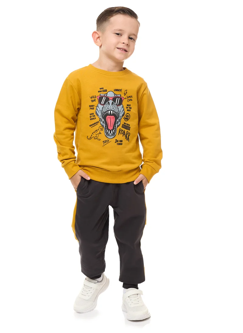 victor and jane Boys' 2-Piece Sweatshirt and Jogger Set (2 -8 yrs)  Mustard -Dark Grey