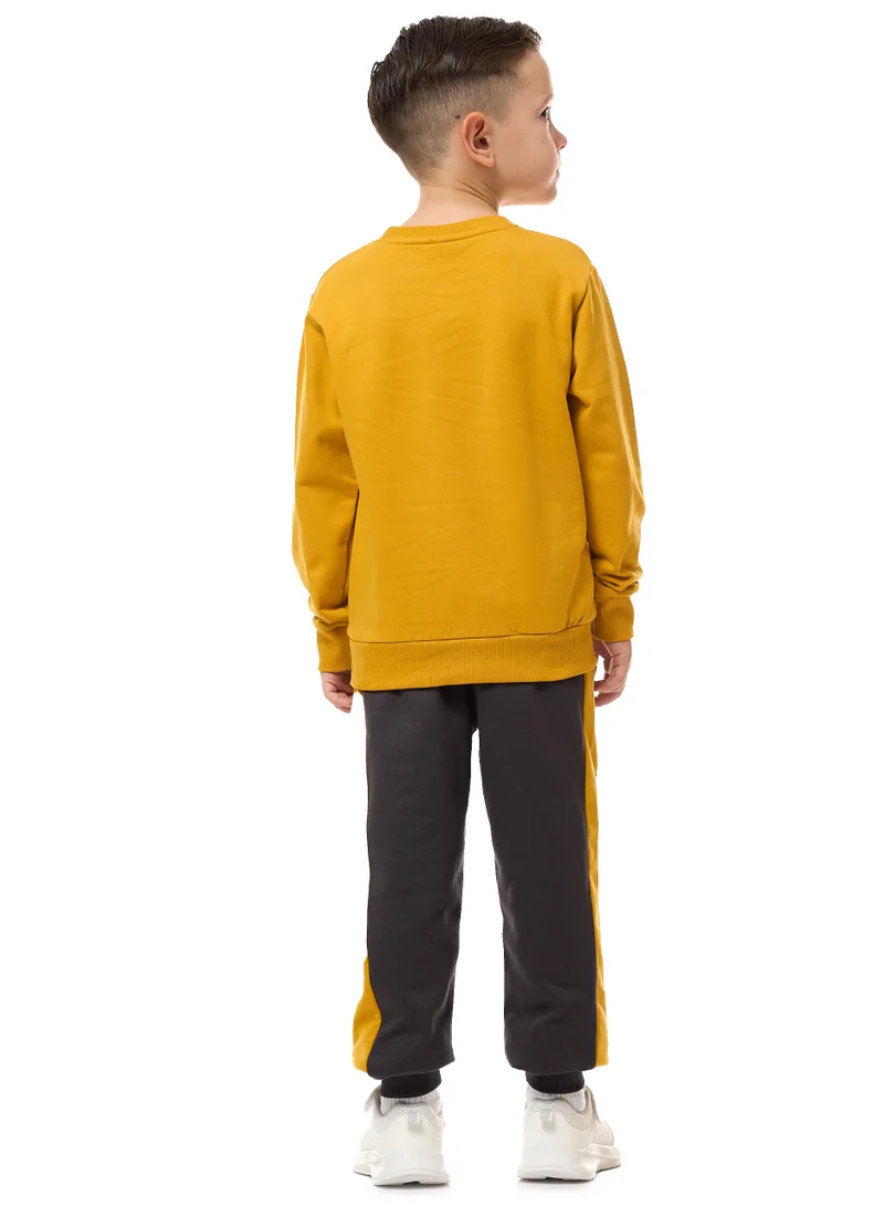 victor and jane Boys' 2-Piece Sweatshirt and Jogger Set (2 -8 yrs)  Mustard -Dark Grey