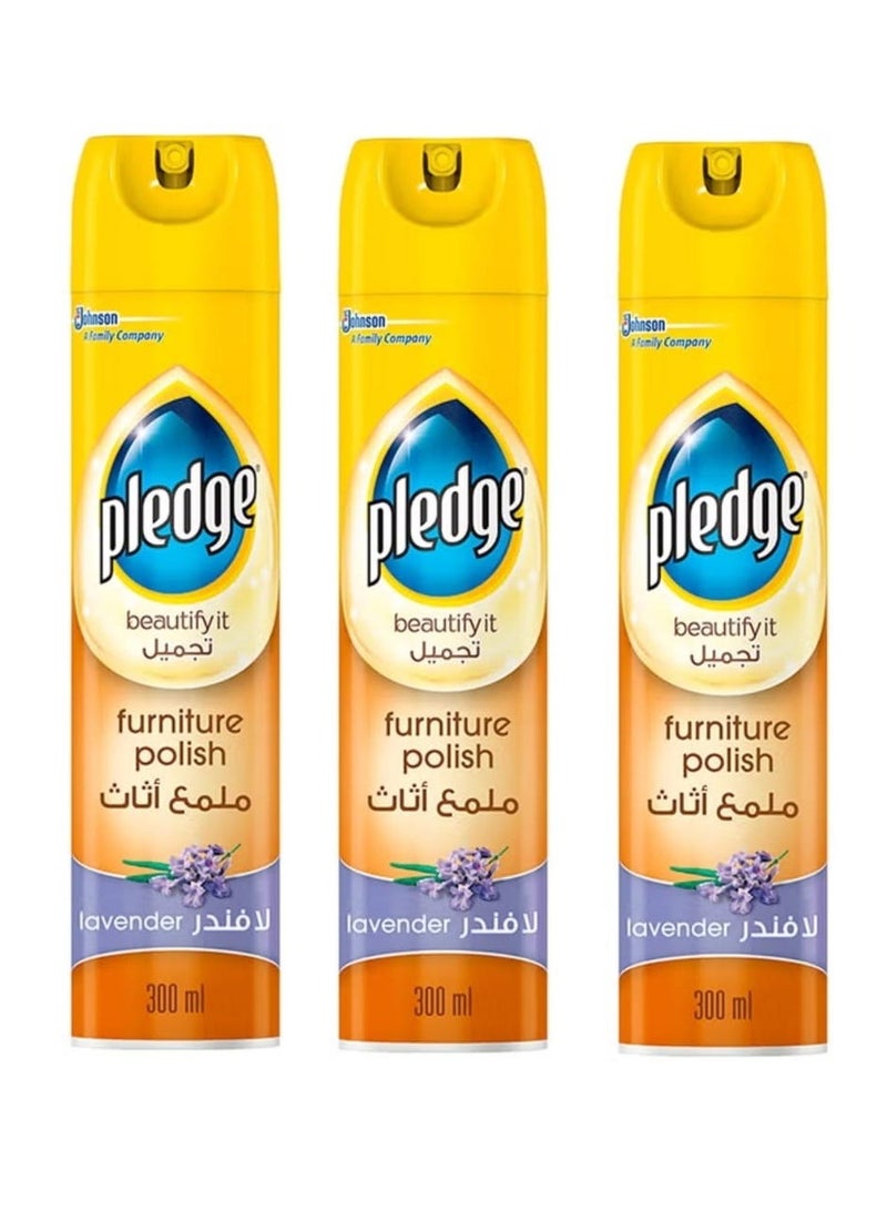 بليدج بخاخ منظف وملمع الأثاث من بليدج، برائحة اللافندر، 300 مل، 3 قطع - Image 1