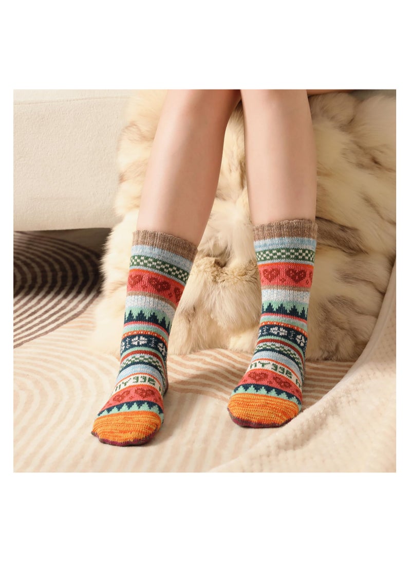 5 Pairs Thick Warm Wool Socks Cozy Winter Socks for Men and Women Suitable for Cold Weather - Image 5