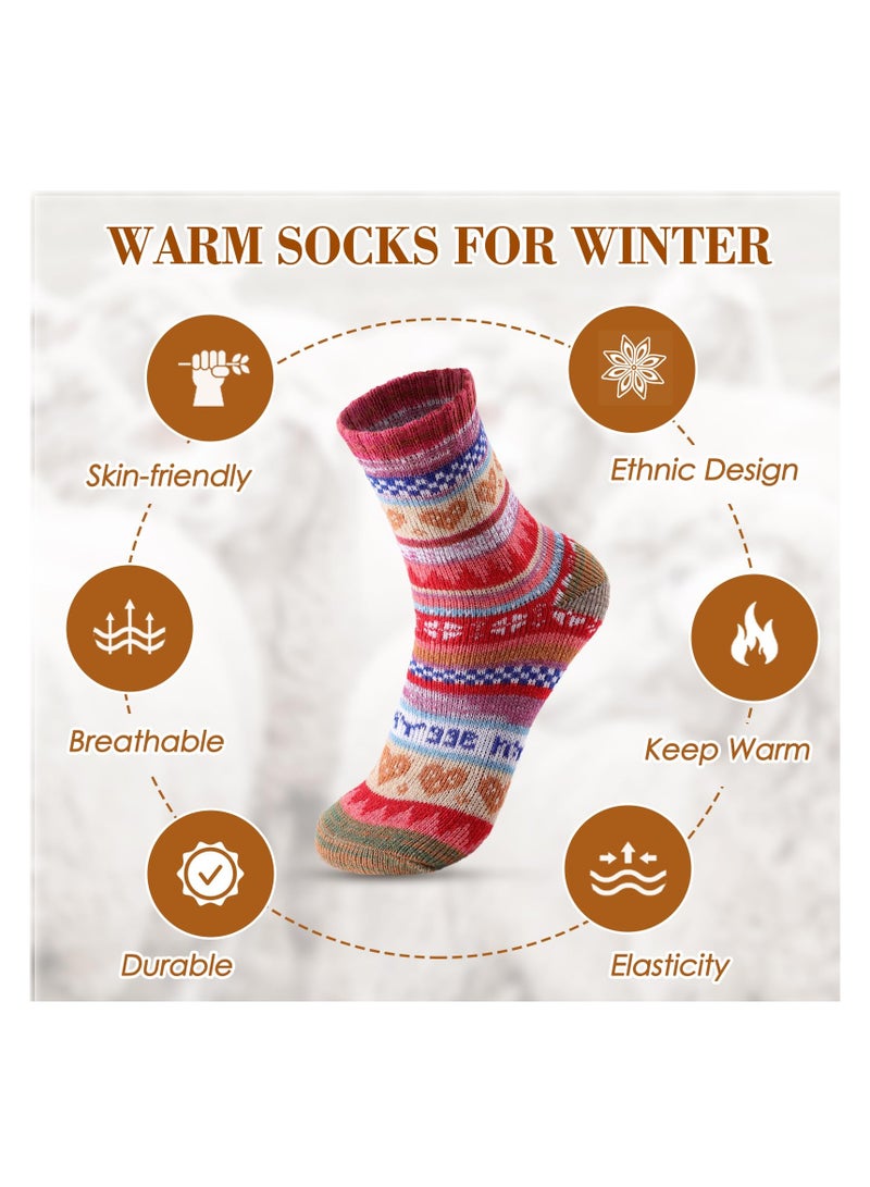 5 Pairs Thick Warm Wool Socks Cozy Winter Socks for Men and Women Suitable for Cold Weather - Image 3