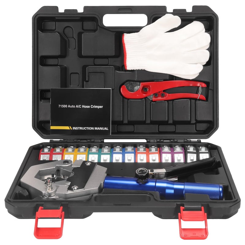 REDLOONG Hydraulic Hose Crimper AC Crimping Tool with Snap-On 7 Dies Manual Handheld Hydra-Krimp for AC Hose, Auto A/C Line, Air Conditioning Repair Tool(71500) - Image 5