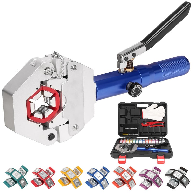 REDLOONG Hydraulic Hose Crimper AC Crimping Tool with Snap-On 7 Dies Manual Handheld Hydra-Krimp for AC Hose, Auto A/C Line, Air Conditioning Repair Tool(71500) - Image 1